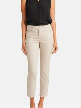 NYDJ Women's Beige Khaki Jeans Size 14 Sheri Slim Ankle Lift Tuck Technology